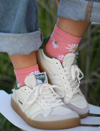 Pink Daisies Ankle Sock