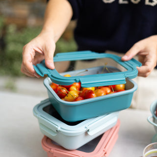 Rectangle Ceramic Glass Food Container (Teal)