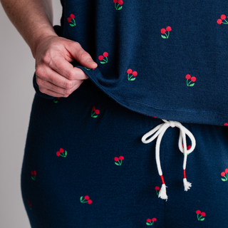 Star Spangled Summer True Navy Cherry Print Tank Top