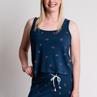 Star Spangled Summer True Navy Cherry Print Tank Top