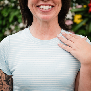 Sweet Stripes Morning Blue Short Sleeve Top