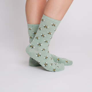Bee Crew Socks Sage Green